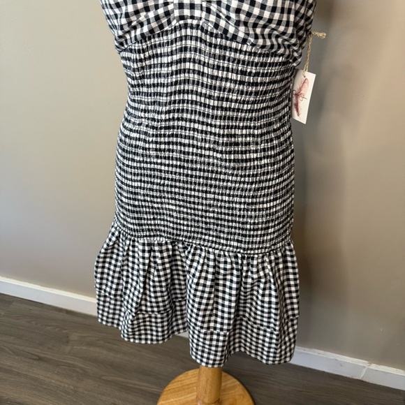 JESSICA SIMPSON NWT Gingham Strappy Mini Dress Black White Country Cowgirl - Picture 4 of 12